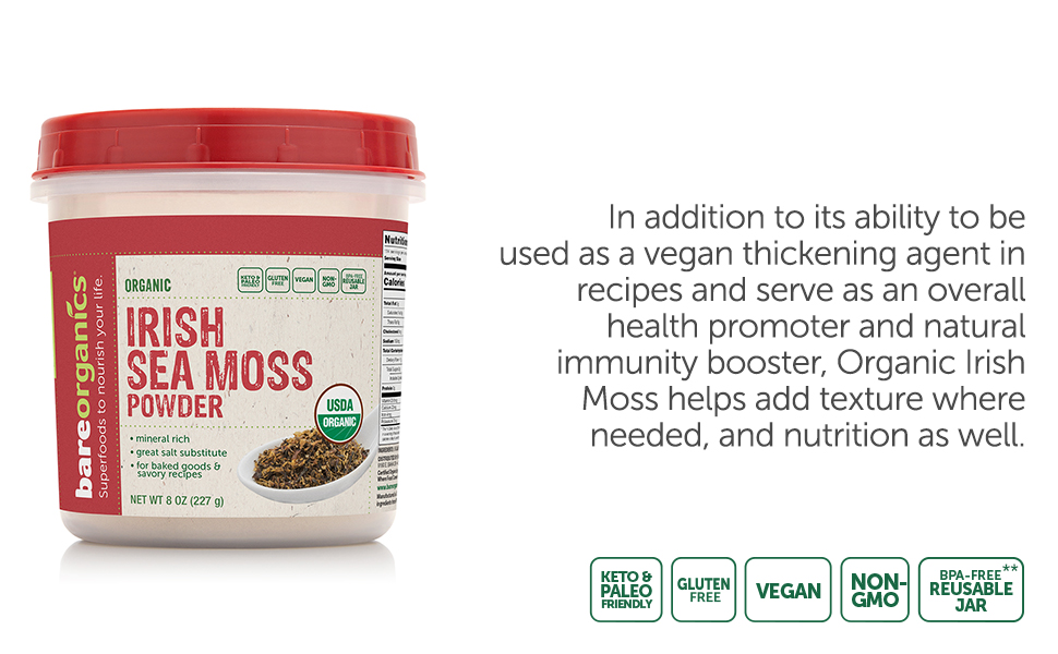 BareOrganics Irish Sea Moss Powder - 8oz