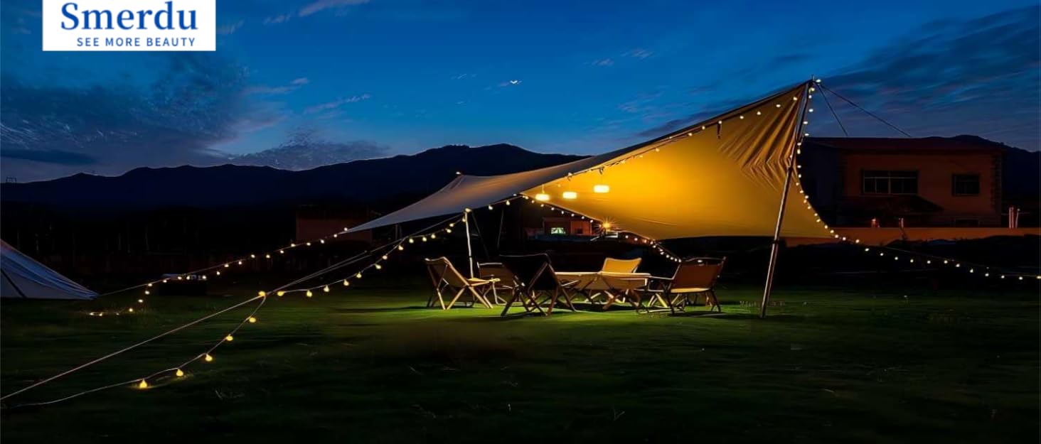 65.6ft Retractable Camping String Lights,3000mAh Camping Essentials Lamp Lights