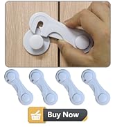 Cabinet Door Locks for Baby Proof and Child Safety, 4 Pack Cabinet Locks with Adhesive for Drawer...