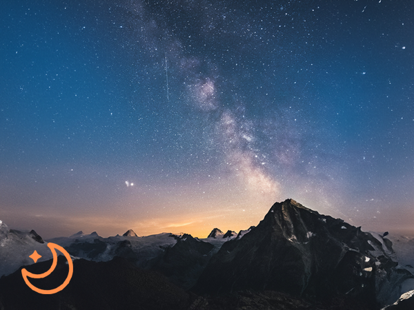 Photo of the Night Sky with a little Sunset where its visible the Stars and part of yellow sky