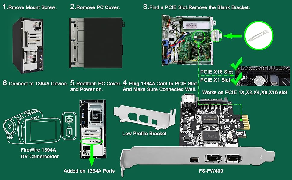 FebSmart 4 Ports PCIE Firewire 400 1394A Expansion Card
