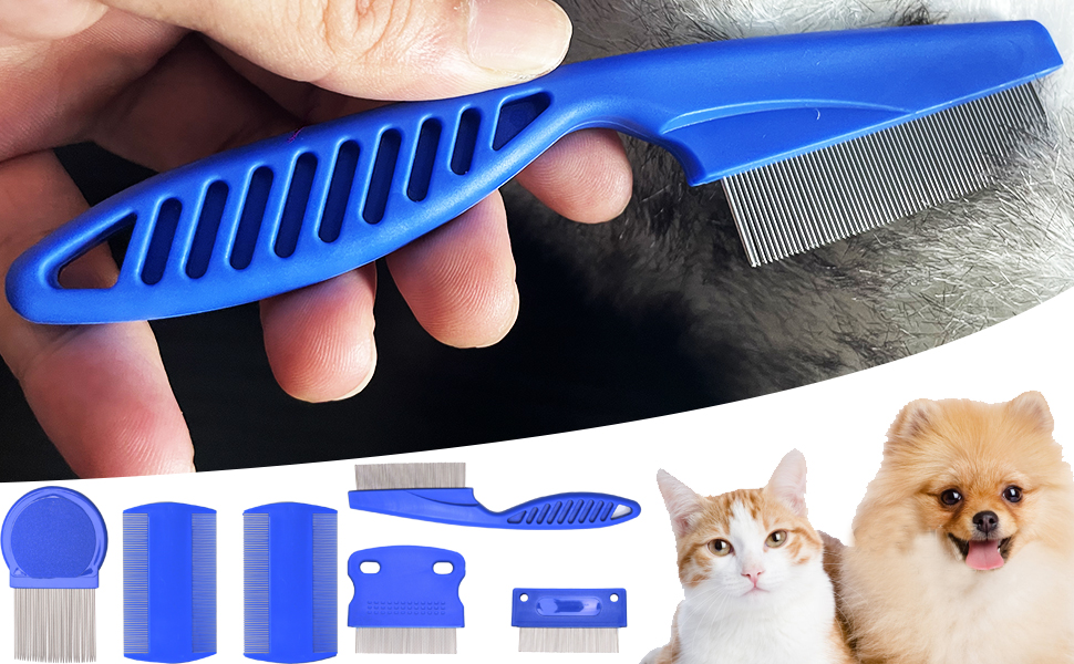 Flea Comb for Cats Dogs, 6 PCS Lice Combs Fine Tooth Comb Grooming Set