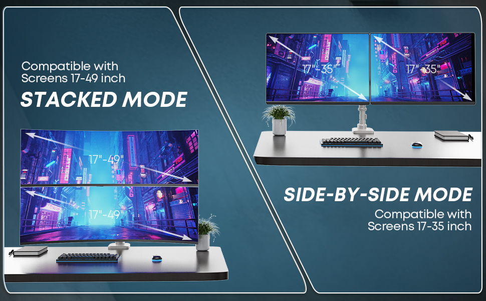 PUTORSEN Monitor Mount 2 Monitors for 1749 Inch Flat & Curved Screen