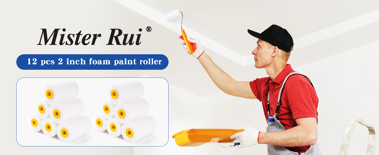 Mister Rui Foam Paint Roller, 12pcs 2 Inch Paint Roller, Small Foam