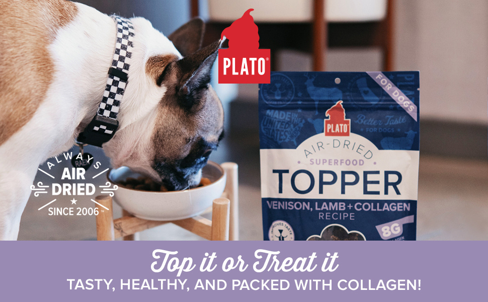 Plato pet treats dog food topper - air-dried Lamb treat with collagen for skin and coat health