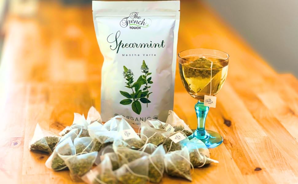 Spearmint Tea Pouch and pyramid bags