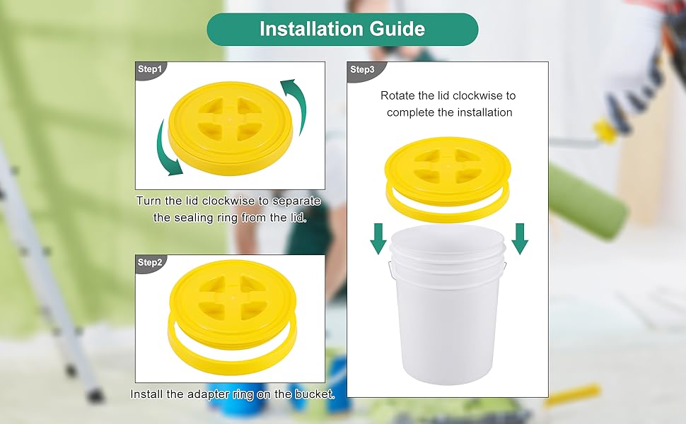 4 Pieces 5 Gallon Bucket Lid with Bucket Lid Opener,Plastic