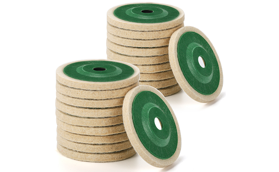Fasmov 20 Pack 4 Inch Round Wool Felt Disc Wheel Pad, Wool