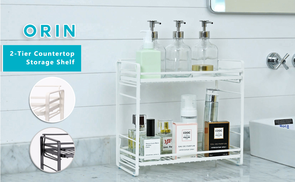 ZCCZ Bathroom Organizer Countertop, Metal 2tier Bathroom Storage