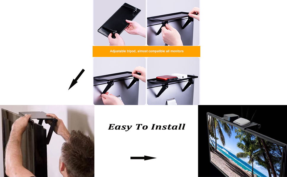 YINOVEEN 13'' TV Top Shelf, Adjustable Screen Top Mount