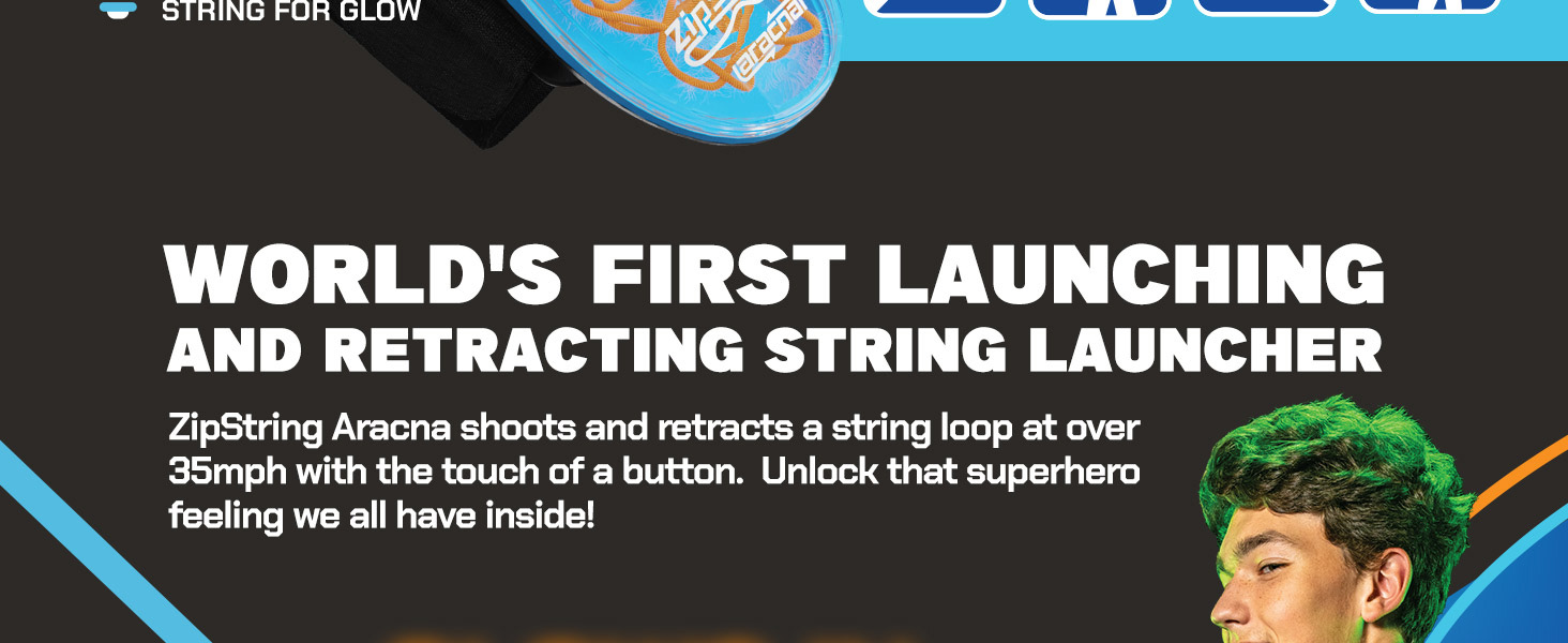 aracna spider man web shooter zipstring string glow in the dark