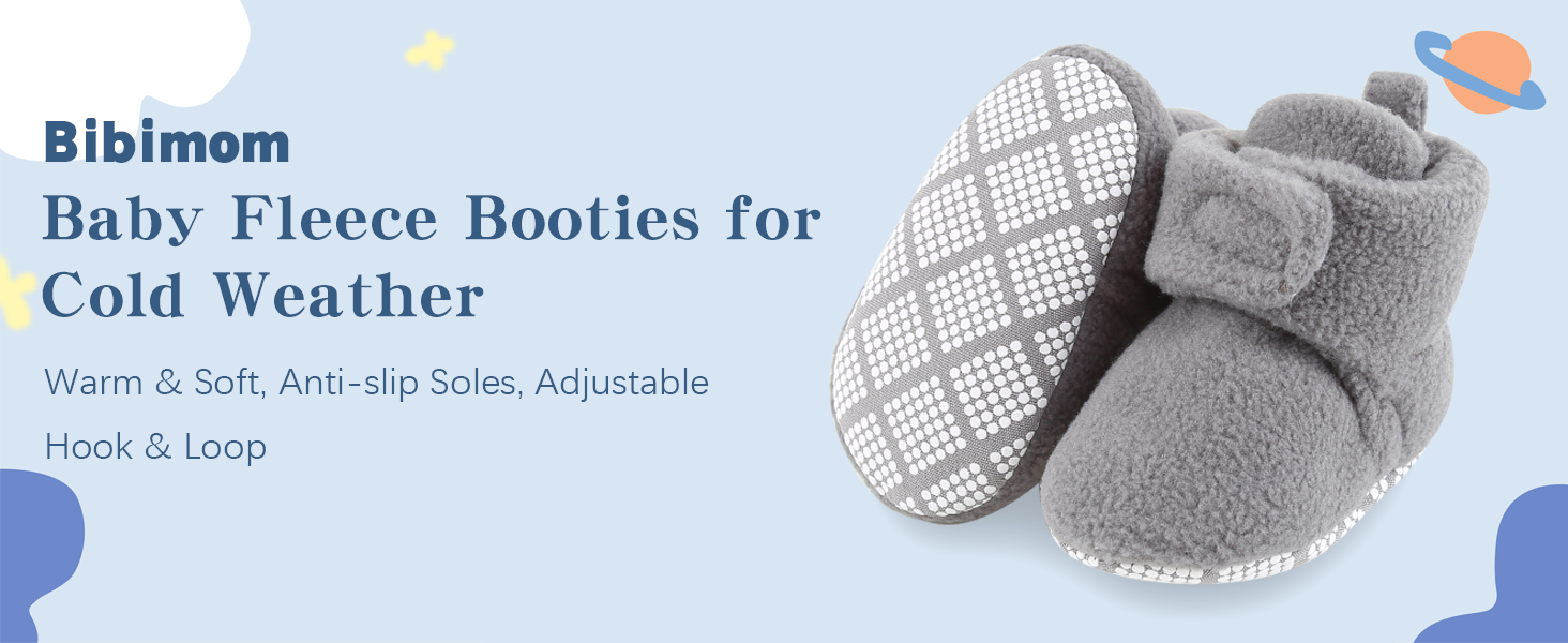 Fleece Baby Booties, Warm Cozy Baby Slippers, Stay On Sock Shoes, Easy to Put on, Unisex Baby Gifts
