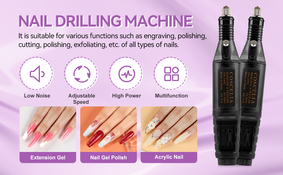 COSCELIA Gel Nail Polish Kit with Nail Drill and U V Light, 10Pc Gel