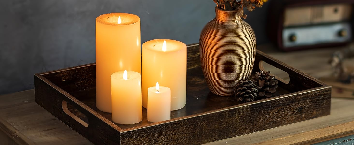 Hanobe Rectangular Decorative Wooden Tray Rustic Brown Rectangle Trays