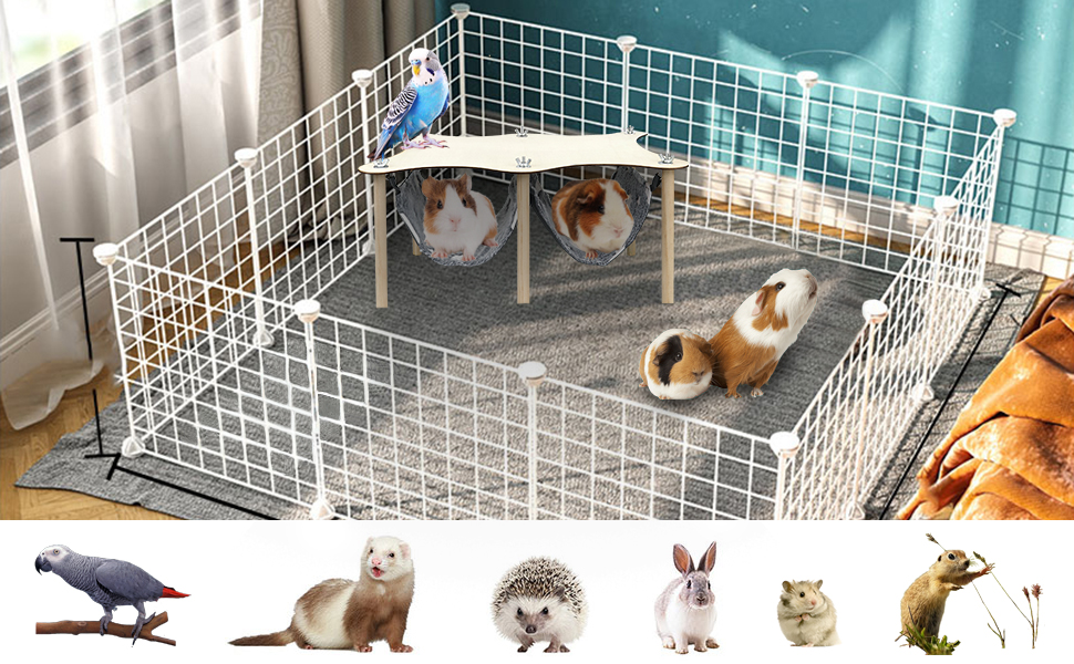 Albefer Guinea Pigs Hammock with Natural Wooden Stand, Durable Hanging