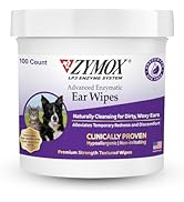 Zymox Advanced Enzymatic Ear Wipes for Dogs and Cats - for Dirty, Waxy, Smelly Ears - Premium Str...