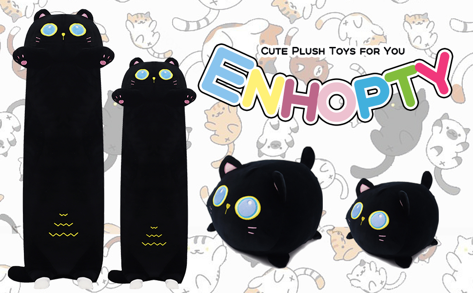 Enhopty Long Cat Plush Pillow Giant Black Cat Stuffed