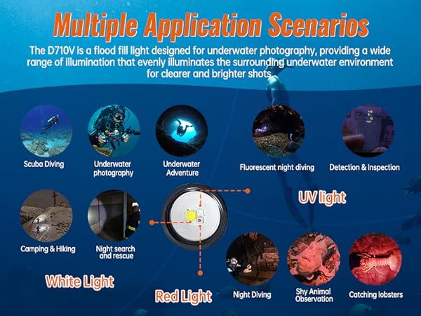 OrcaTorch D710V Professional Underwater Video Light 