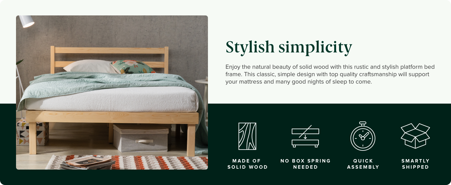 ZINUS Robin Wood Platform Bed Frame with Headboard / Wood