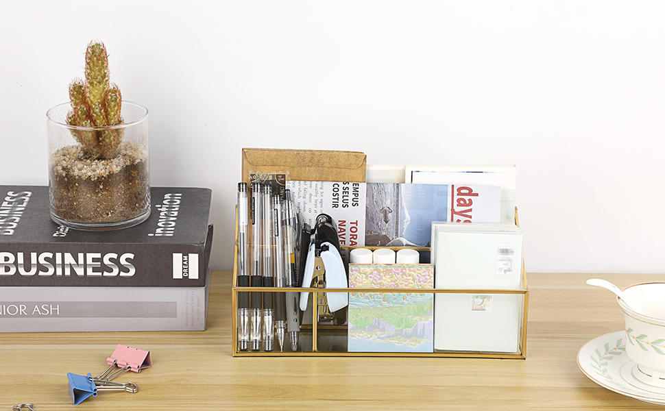Sumnacon Glass Mail Organizer, Desk Mail Organizer