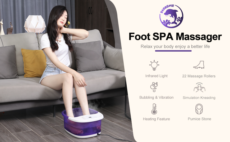 purple foot spa massager with heat and massage and jets