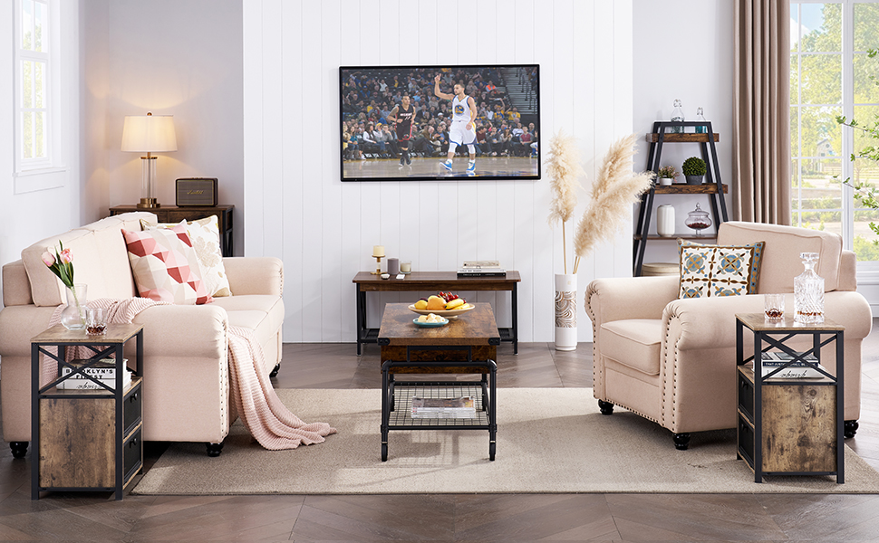 VECELO Modern Night Stand, End Side Table with Storage