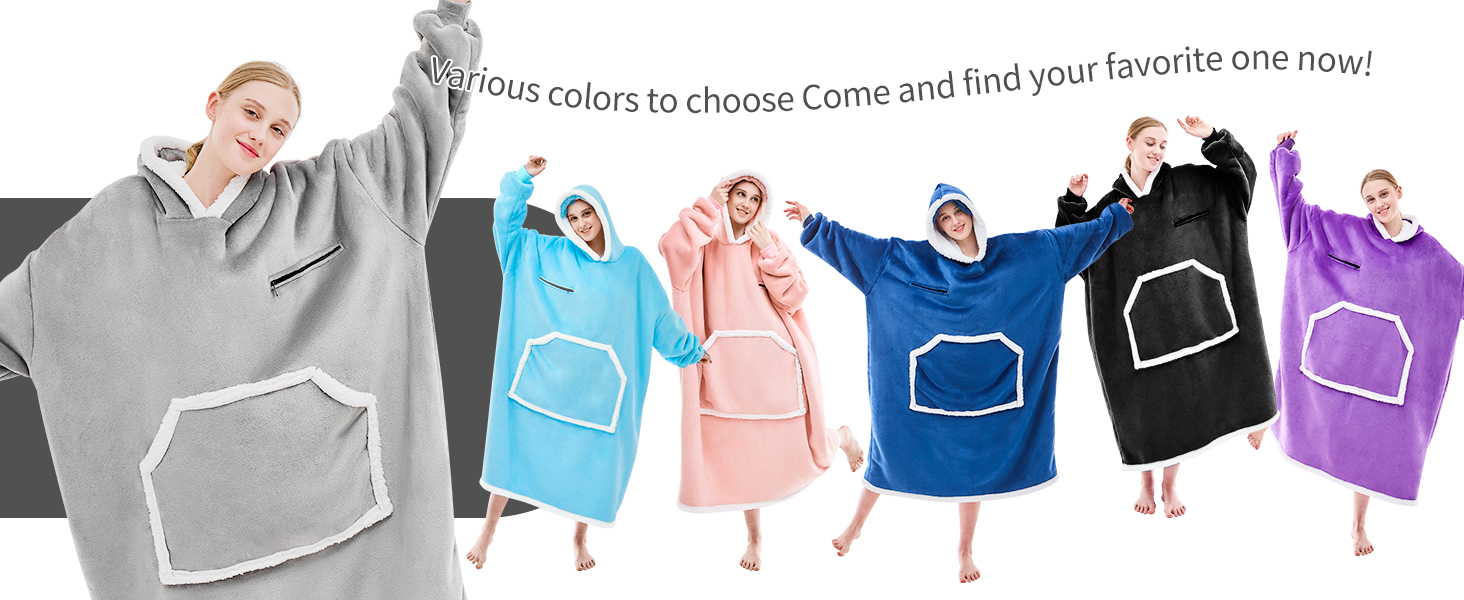 wearable blanket hoodie adult women men sweatshirt blanket with sleeves hooded comfy oversized cozy