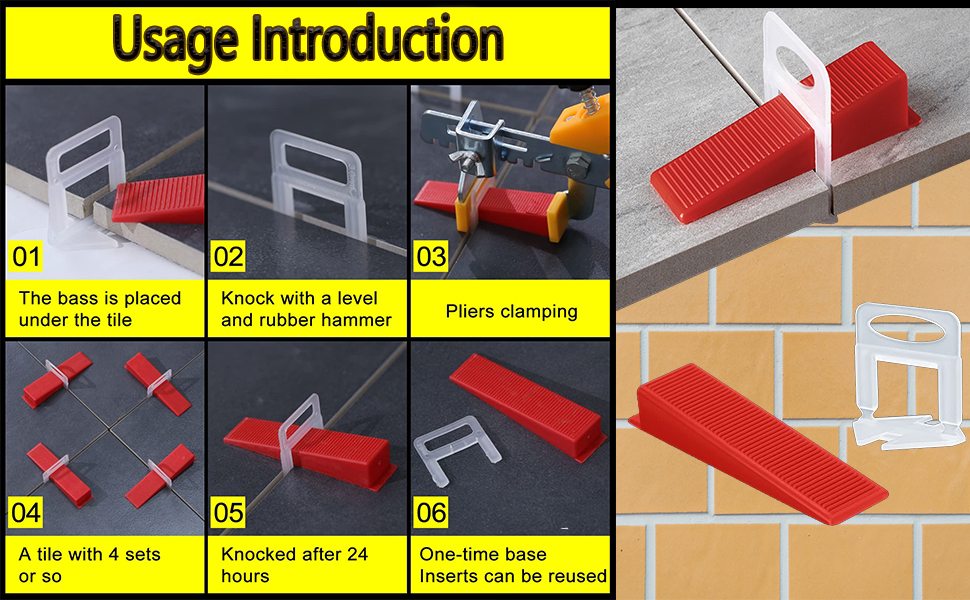 1/8 Inch Tile Leveling System Clips 1200 PCS DIY Tiles Leveler Spacers