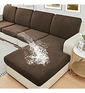 NAISI Waterproof Couch Cushion Covers Thick Velvet Fabric Washable Sofa Slipcovers Sectional Couc...