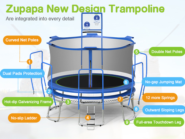 trampoline with basketball hoops