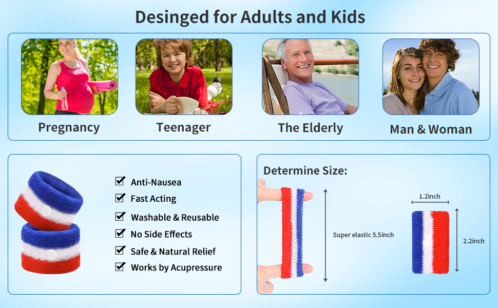 LYJEE Motion Sickness Bands, Nausea Relief Wristbands for