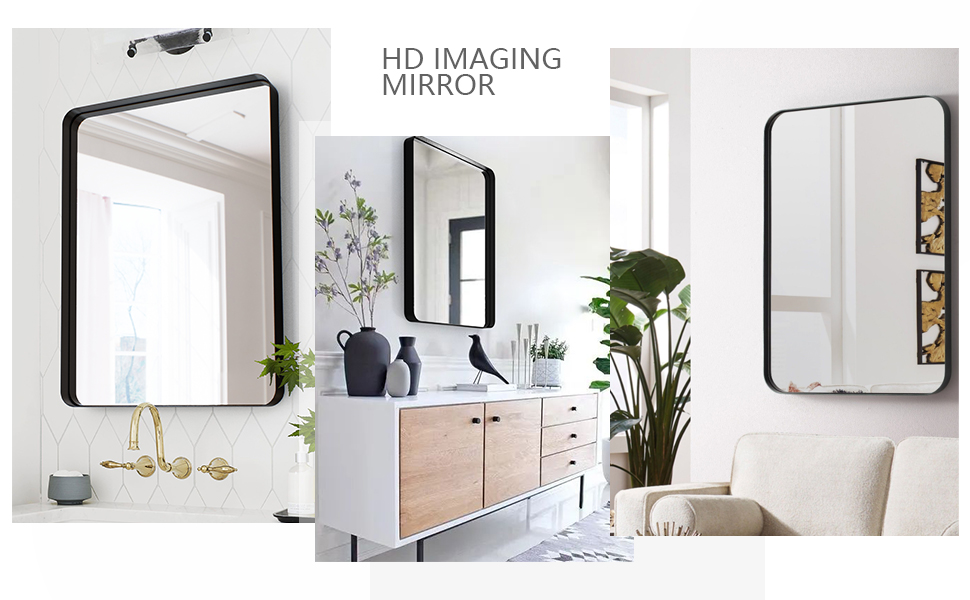 Bathroom Mirrors for Wall,28 x 40 Inch Rectangluar Black