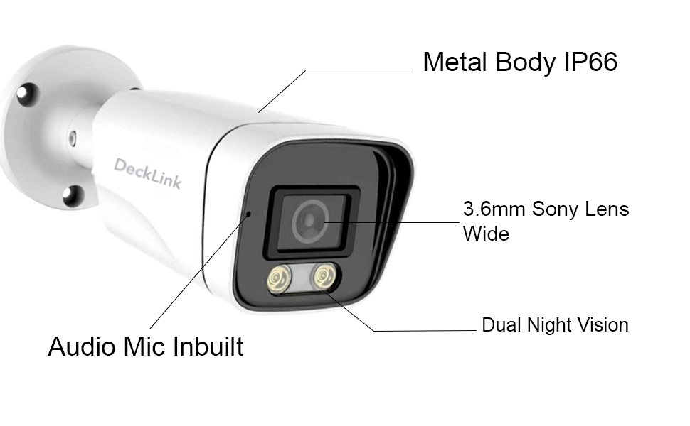 DeckLink 8 MP IP Cctv Camera ColourVu Audio Mic Inbuilt Metal Body 