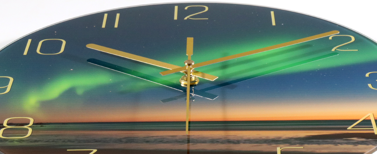green and gold wall clock for living room kitchen bedroom bathroom office