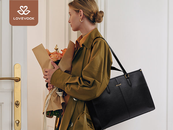 Amazon.com: LOVEVOOK Vintage Leather Laptop Tote Bag - 17.3