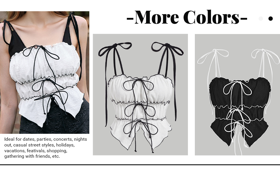 women cute bow cami top