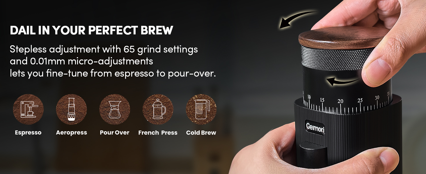 Geimori T38 coffee grinder stepless adjustment