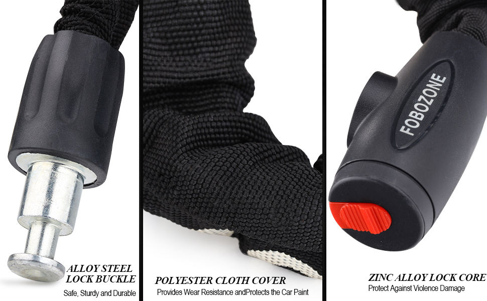 Bike Chain Locks with Keys, Anti-Theft Outdoor Lock for Bicycle,Motorcycle, Scooter, Bicycle, Door, Gate, Fence FOBOZONE Chain Lock