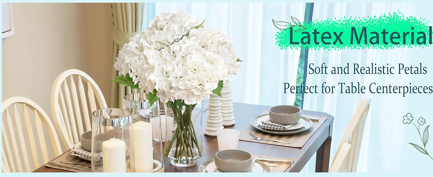 Aoztio 21" Real Touch White Hydrangea Artificial Flowers