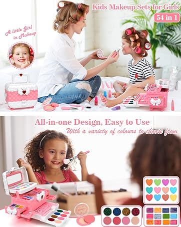 Maquillage Enfant Fille, Lavable Coffret Maquillage Enfant, Palette Maquillage Enfant
