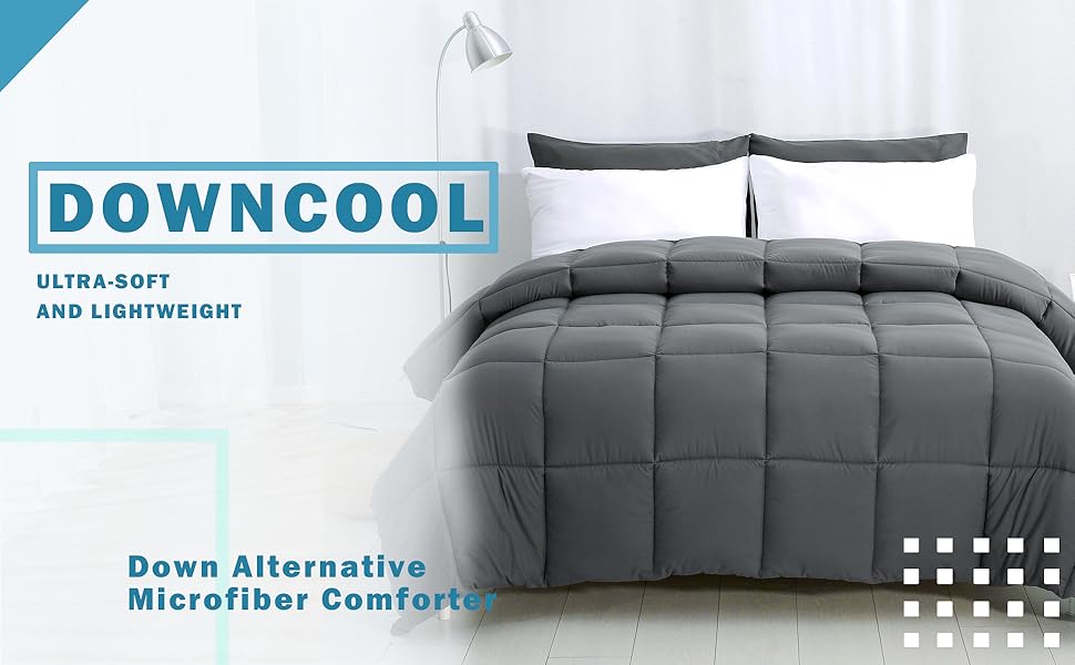 DOWNCOOL Comforters Queen Size, Duvet Insert,Dark Grey All Season Duvet