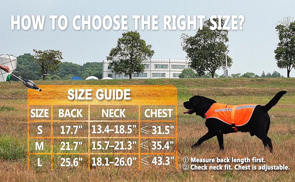 Reflective Dog Hunting Vest Size