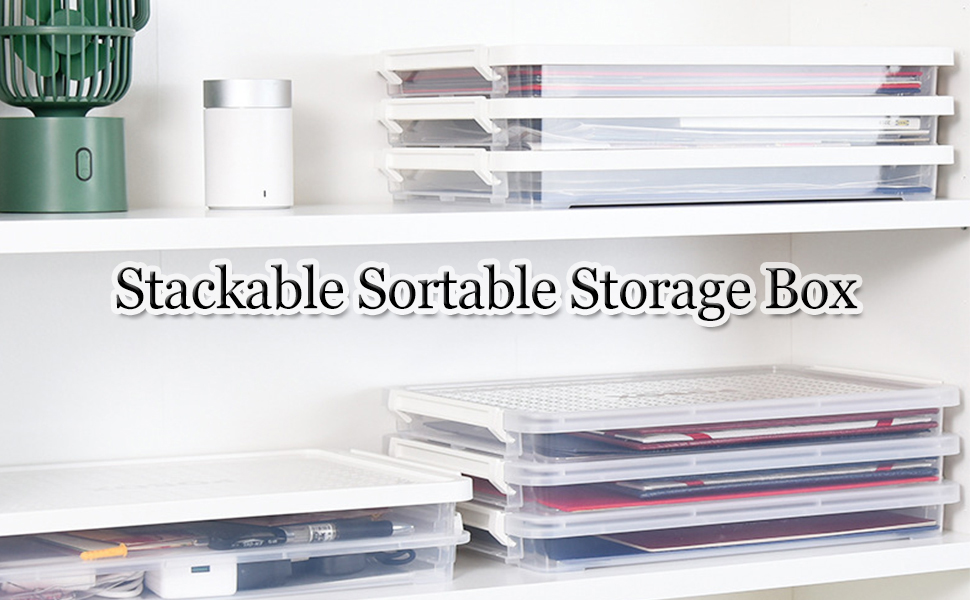 Lemical A4 Storage Box with Lid Clear Storage Bin Paper Storage