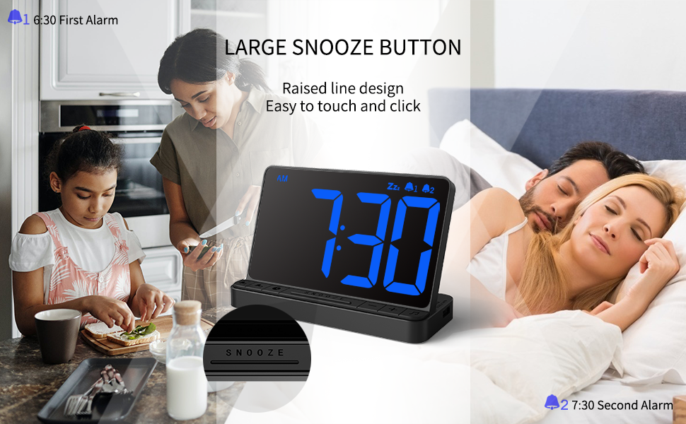 NOKLEAD Digital Alarm Clock for Bedroom, Large 6.5in LED