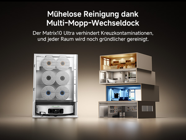 Modernes, an der Wand befestigtes Aufbewahrungssystem in sauberem, minimalistischem Ambiente mit Rollfächern, die vor beleuchtetem Hintergrund sichtbar sind.