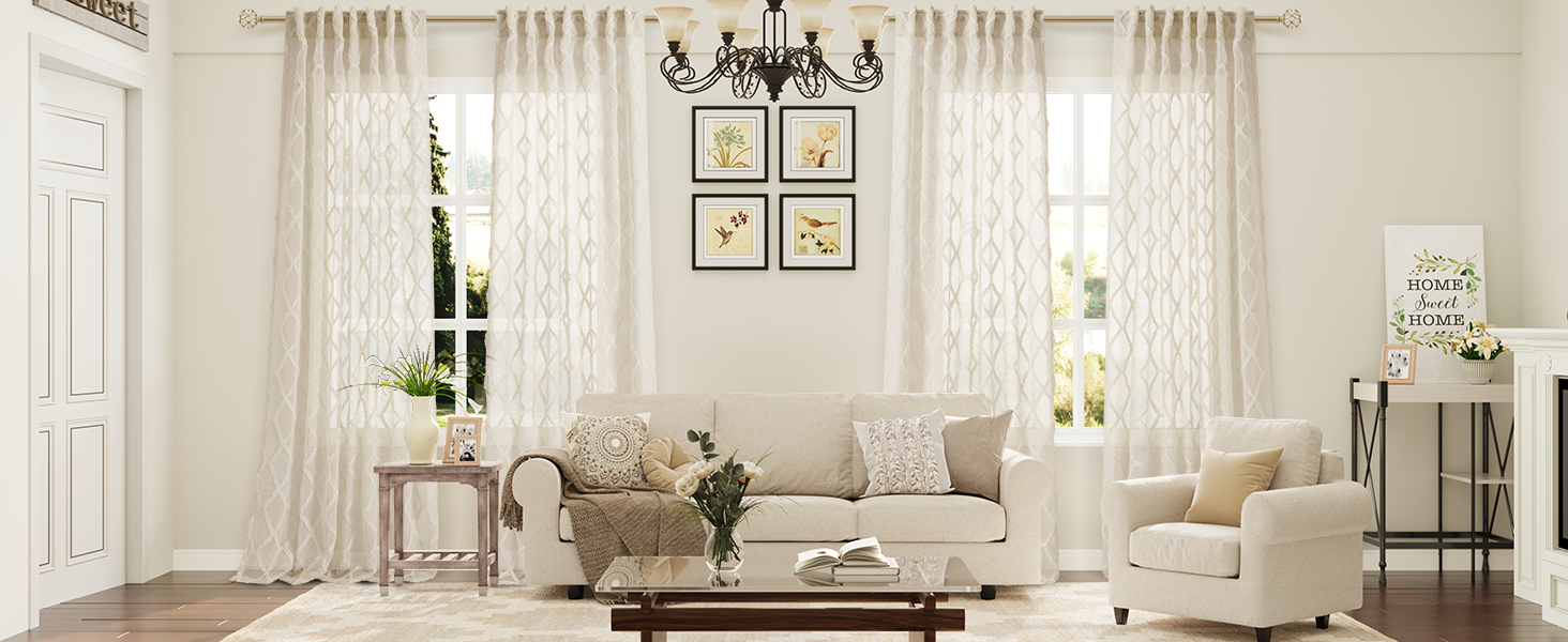 beige sheer curtains for living room