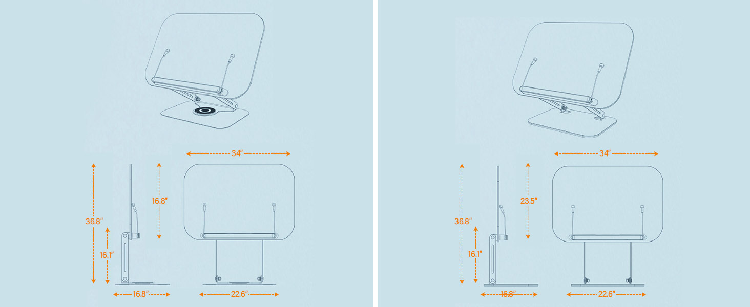 Adjustable Book Holder with 360° Rotating Base
