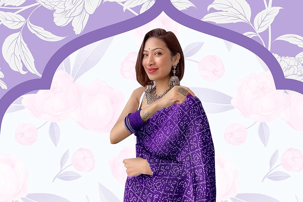 sari silk bandhani plain ethnic pleated pure cotton pink girls stylish printed fancy  SPN-JGS