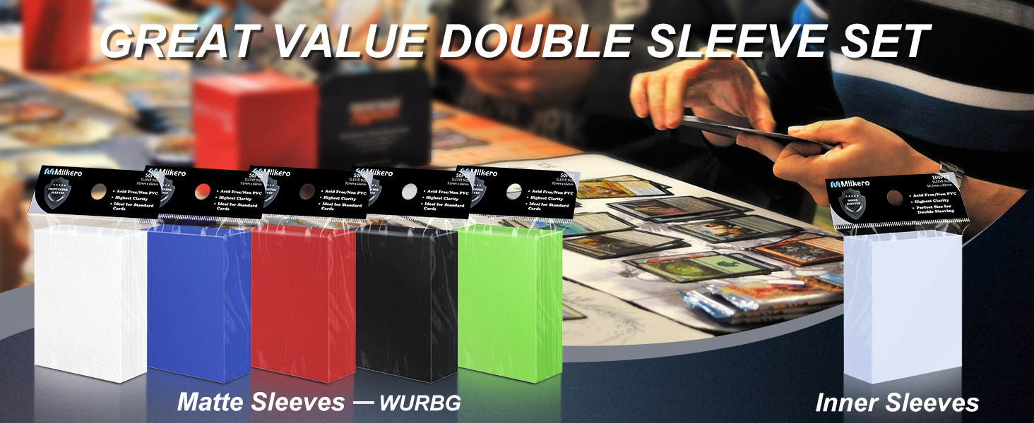 400 Pack Card Sleeves, 200 Matte Blue Trading Card Sleeve and 200 Inner Sleeves