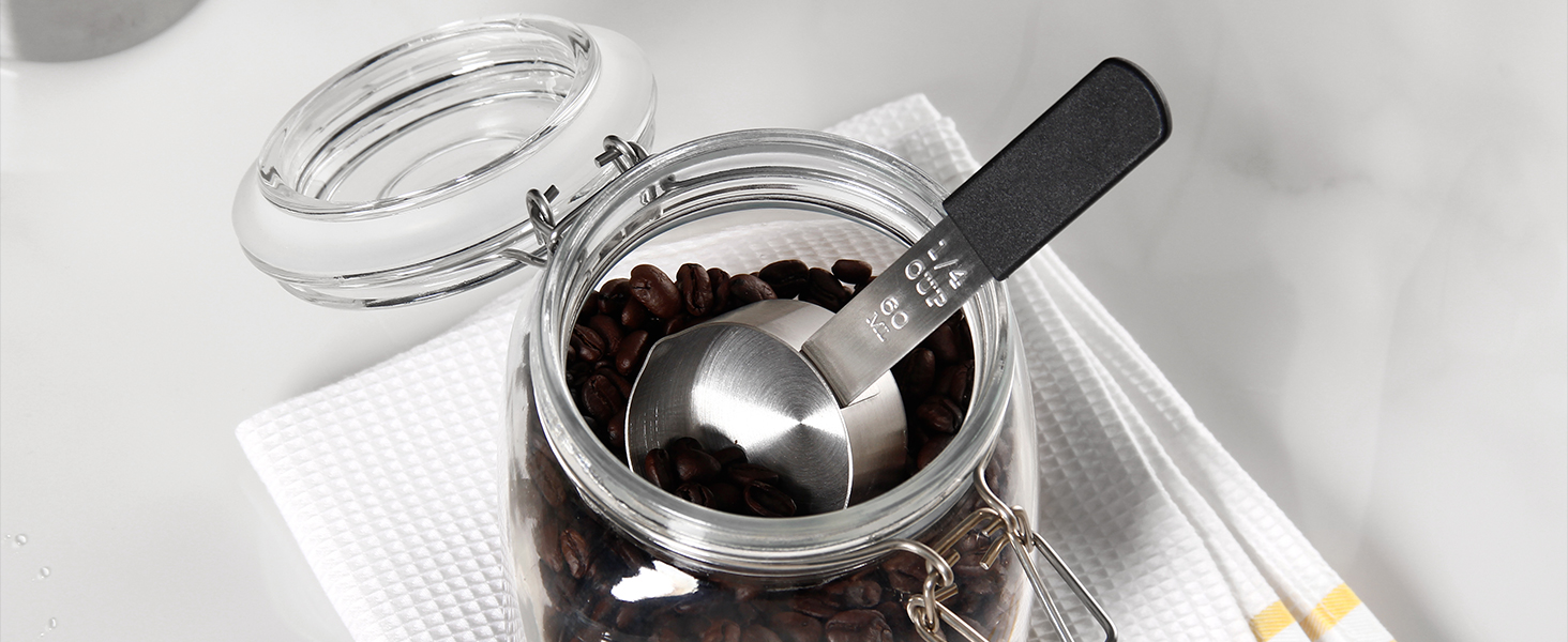 magnetic measuring cups in coffee